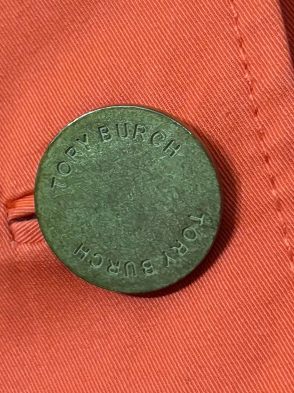Tory Burch Bright Orange Curtis Utility Button-Front Utility Jacket